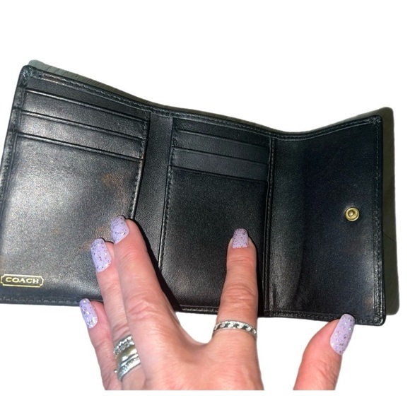 Vintage Coach Ergo Bly Signature & Patent Leather Stripe Trifold French Wallet - Picture 4 of 4